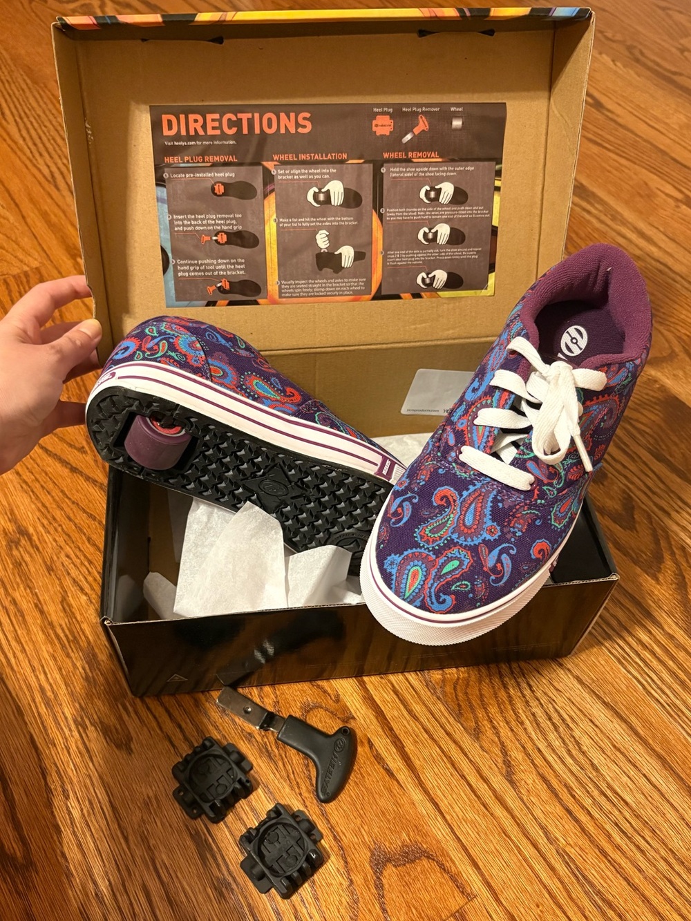 Heelys Launch 2.0 Paisley Skate Shoes Purple Womens 7 Youth 6 Box Complete